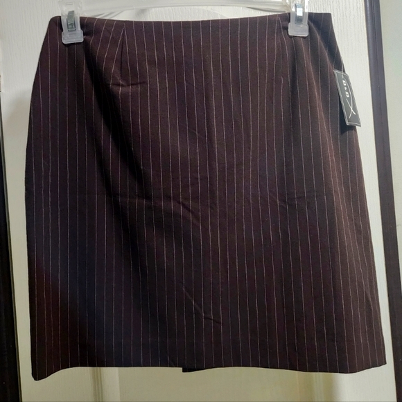 NWT Womens Vintage B&B Brown Pinstripe Pencil Skirt Size 12p - Picture 1 of 4